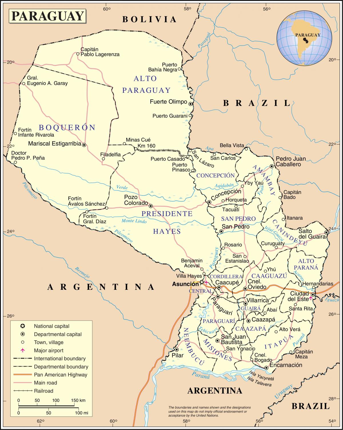 Карта на cateura Парагвај 