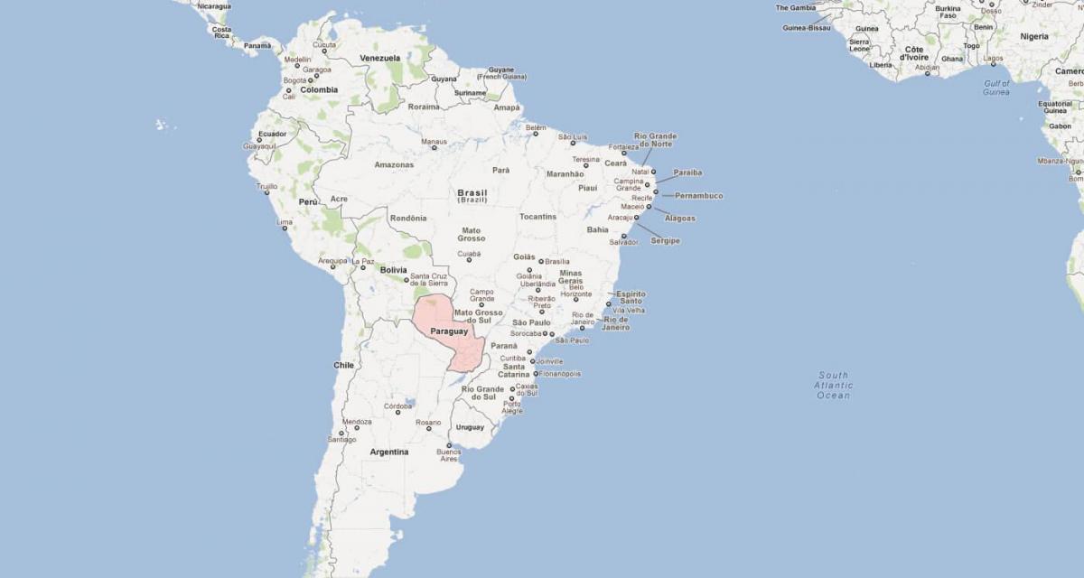 Карта на јужна америка Парагвај